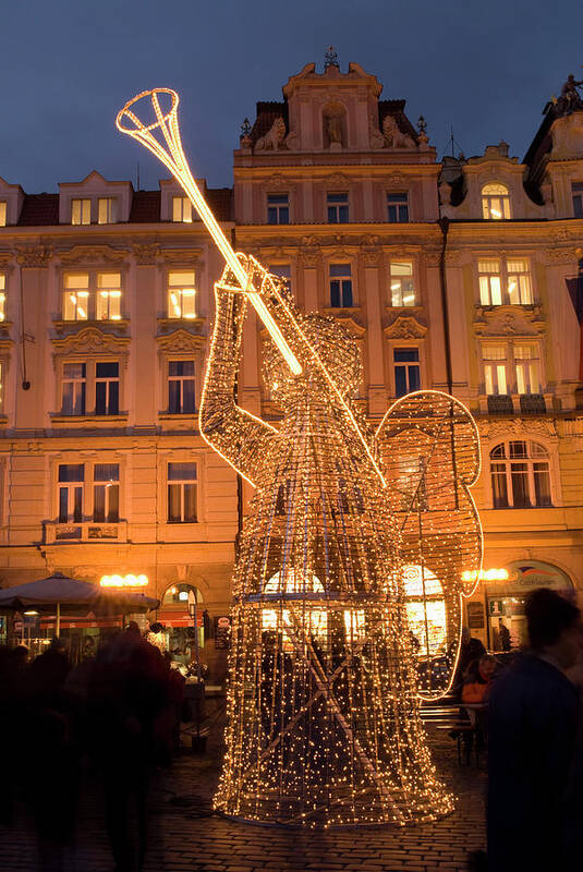 Christmas Market Decorations At Staromestske (old Town Square) Art Print featuring the photograph 737-466 by Robert Harding Picture Library