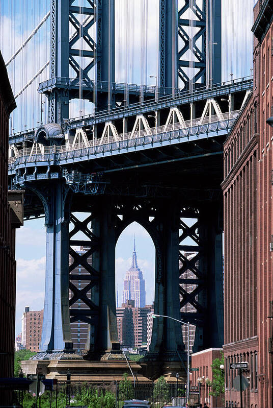 Empire State Building Seen Through The Manhattan Bridge Art Print featuring the photograph 749-307 by Robert Harding Picture Library