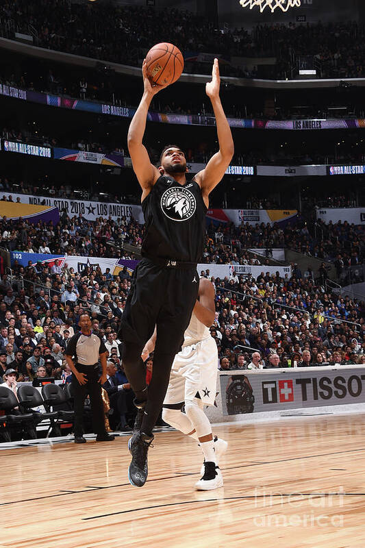 Karl-anthony Towns Art Print featuring the photograph 2018 Nba All-star Game by Andrew D. Bernstein