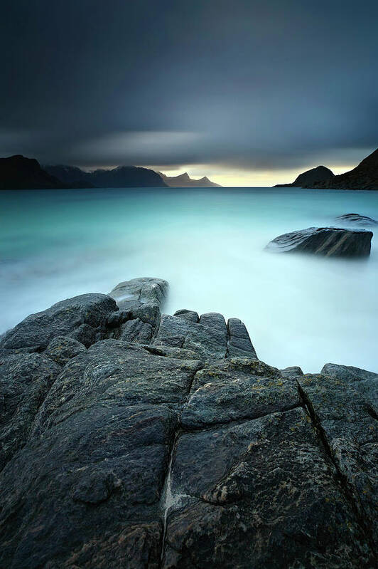 Tranquility Art Print featuring the photograph A Long Exposure Scene At Haukland Beach by Stocktrek Images/arild Heitmann