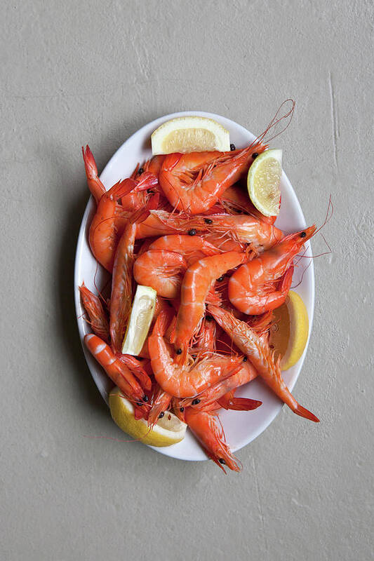 Orange Color Art Print featuring the photograph A Plate Of Prawns by Halfdark