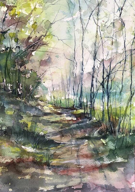 Watercolour Art Print featuring the painting A Road Less Traveled by Robin Miller-Bookhout