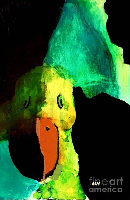 Alcohol Ink Art Print featuring the mixed media Alcohol Ink Abstract Parrot by Marsha Heiken
