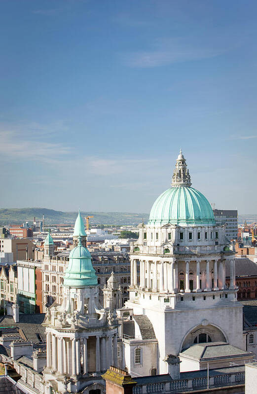 Belfast Art Print featuring the photograph Aerial View Of City Hall, Belfast by Richardwatson