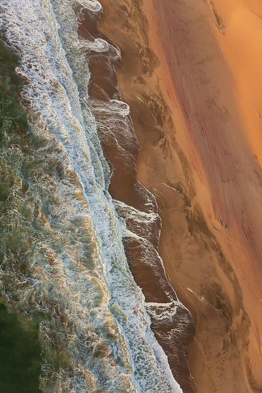 Water's Edge Art Print featuring the photograph Aerial View Of The Skeleton Coast by Peter Adams