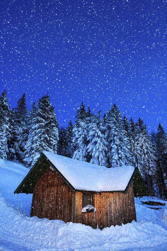 Scenics Art Print featuring the photograph Alpine Hut by Borchee