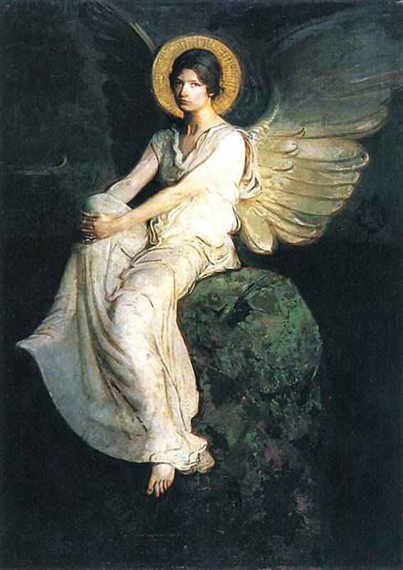 St Michael Art Print featuring the mixed media Angel Waiting 19 century by Abbott Handerson Thayer