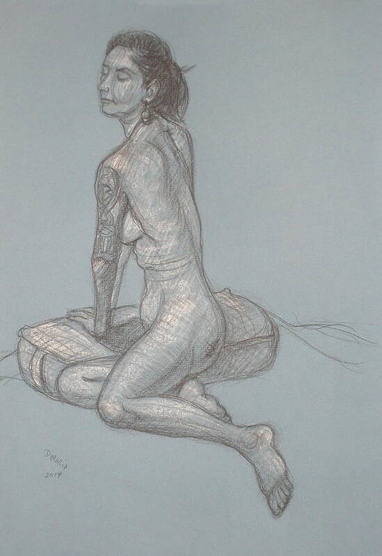 Realism Art Print featuring the drawing Angela Back #2 by Donelli DiMaria