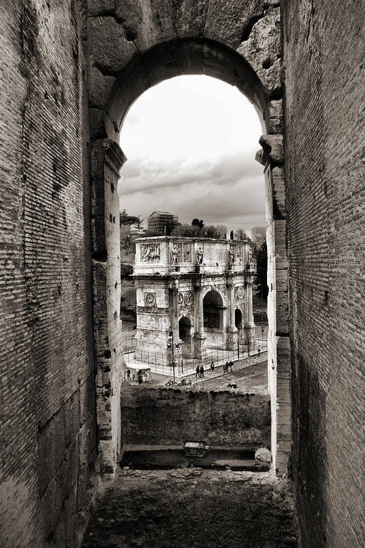 Arch Art Print featuring the photograph Antique Rome Bw by Nicoolay