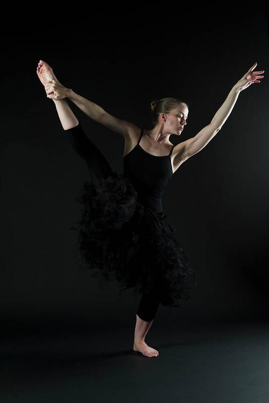 Ballet Dancer Art Print featuring the photograph Ballet Dancer In Black Lace Tutu by Williamsherman