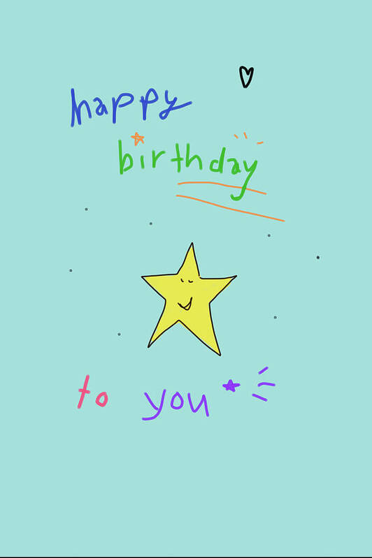  Art Print featuring the drawing Birthday Star by Ashley Rice