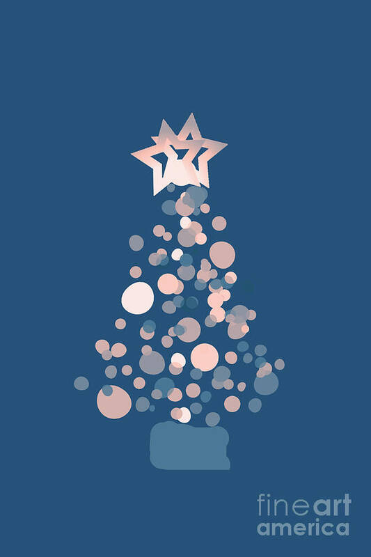 Blue Art Print featuring the digital art Blue Confetti Christmas Tree by Rachel Hannah