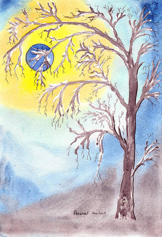 Blue Art Print featuring the painting Blue Moon by AHONU Aingeal Rose