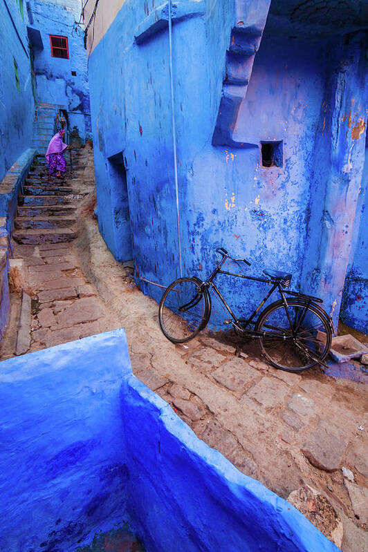 Steps Art Print featuring the photograph Bluealley by Lsprasath Photography