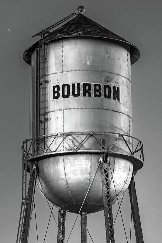 America Art Print featuring the photograph Bourbon Water Tower Architecture in Black and White by Gregory Ballos