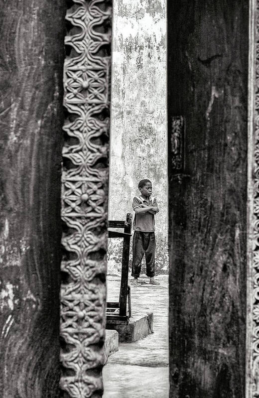 10-15 Years Art Print featuring the photograph Boy Standing - Stone Town Zanzibar 3607 by Neptune - Amyn Nasser Photographer