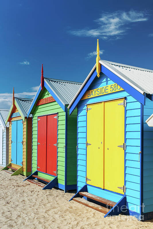 Beach Hut Art Print featuring the photograph Brighton Beach, Melbourne by Thomas Kurmeier