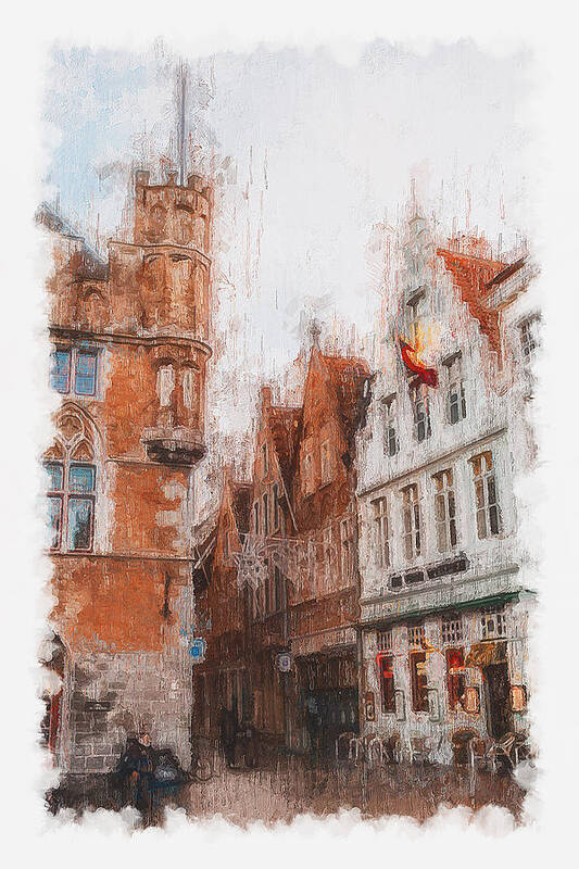 Belgium Art Print featuring the painting Bruges, Belgium - 03 by AM FineArtPrints