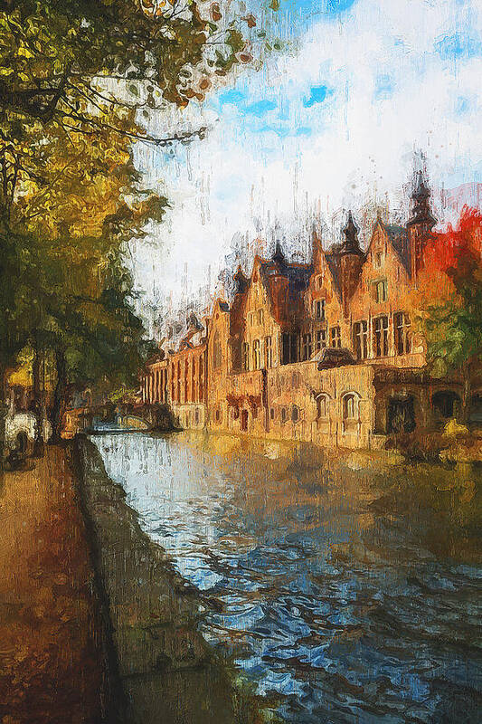 Belgium Art Print featuring the painting Bruges, Belgium - 06 by AM FineArtPrints