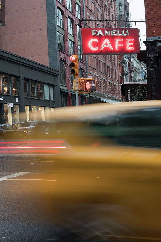 Cafe And Cab Art Print featuring the photograph Cafe And Cab by Moises Levy