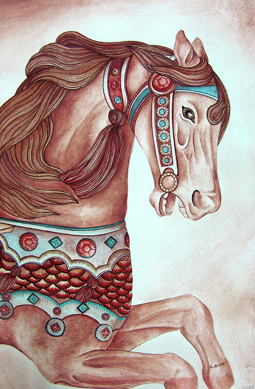 Carousel Horse Art Print featuring the painting Carousel Horse by Carol J Rupp