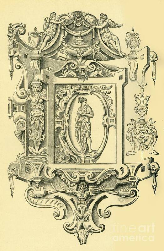 Engraving Art Print featuring the drawing Cartouche by Print Collector