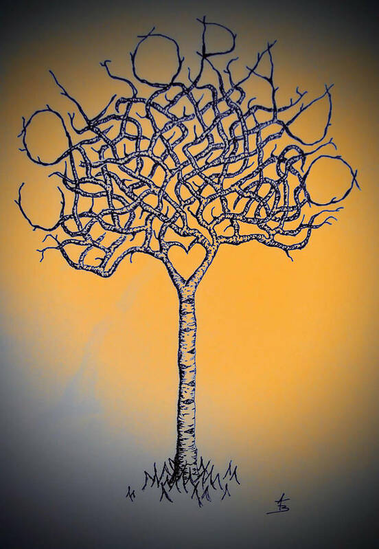 Colorado Art Print featuring the drawing Colorado Aspen Love Tree by Aaron Bombalicki