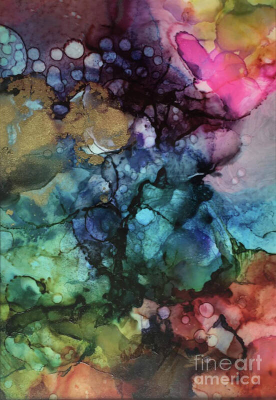 Abstract Art Print featuring the painting Cosmic Glow by Christine Chin-Fook
