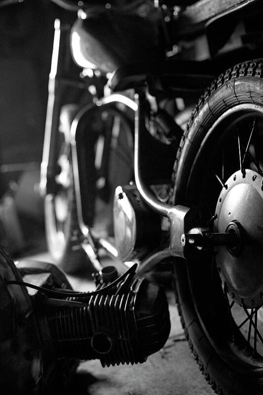 Engine Art Print featuring the photograph Custom Motorcycle by Alexey Bubryak