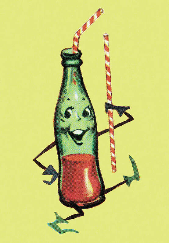 Beverage Art Print featuring the drawing Dancing Pop Bottle by CSA Images