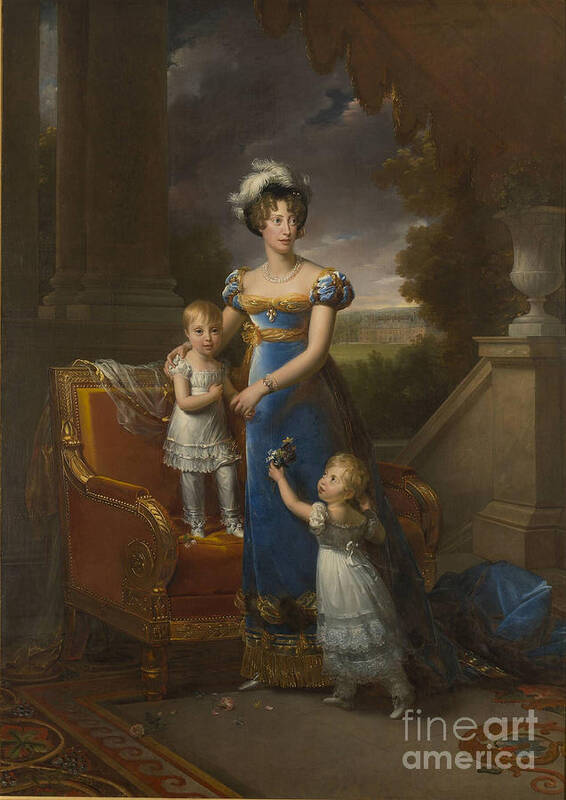 Oil Painting Art Print featuring the drawing Duchesse De Berry With Children Louise by Heritage Images