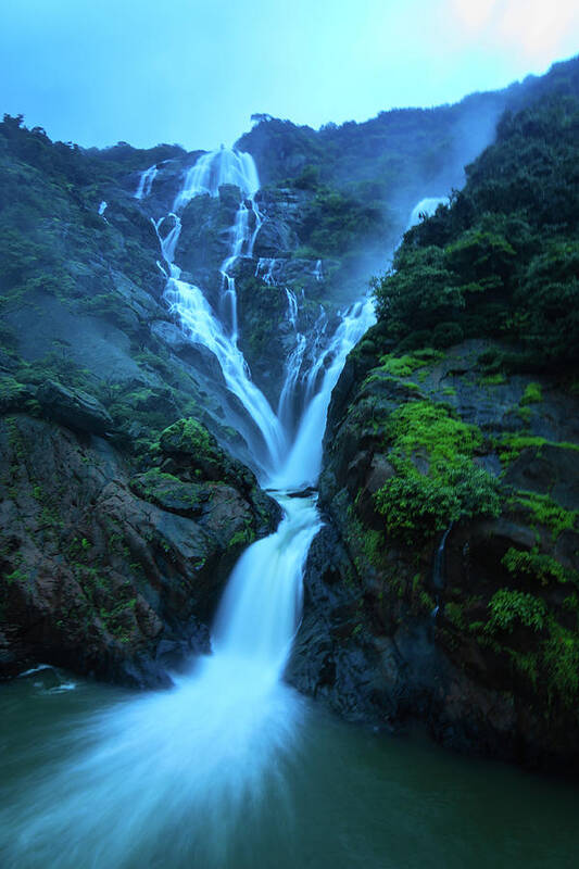 Dudhsagar Waterfalls In Monsoon Art Print by Lsprasath Photography -  