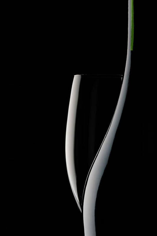 Empty Art Print featuring the photograph Empty Champagne Glass And Blank Bottle by Kyoshino
