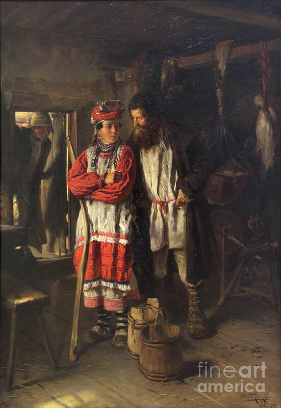Oil Painting Art Print featuring the drawing Father-in-law, 1888. Artist Makovsky by Heritage Images