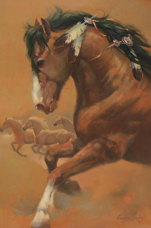 Western Art Art Print featuring the painting Feathers by Carolyne Hawley
