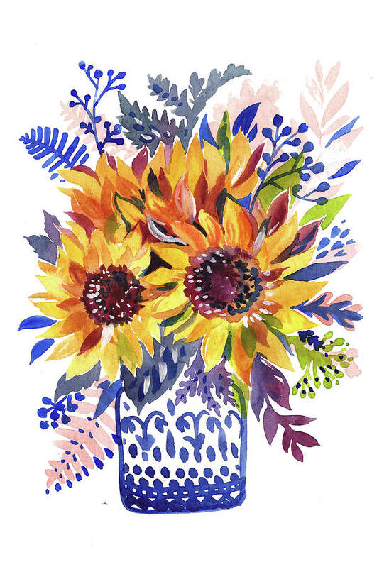 Flowers 3 Art Print featuring the painting Flowers 3 by Irina Trzaskos Studio