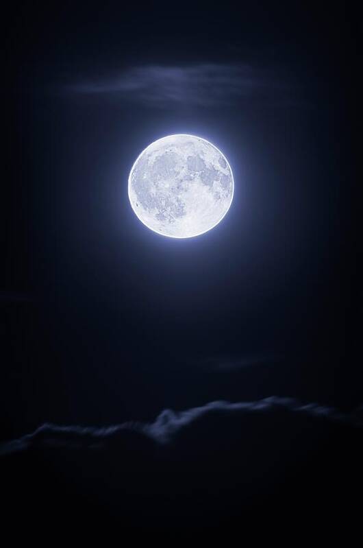Full Moon With Clouds At Night Art Print by Design Pics/corey