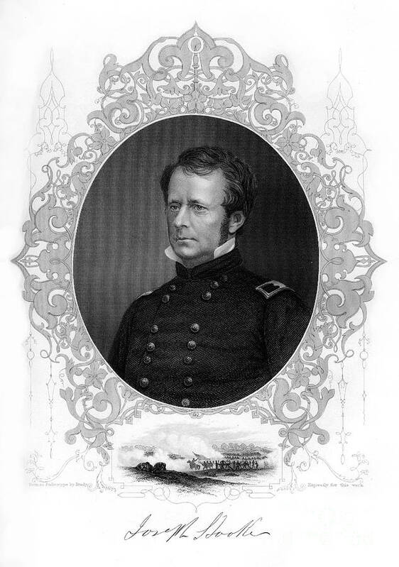 Engraving Art Print featuring the drawing General Joseph Hooker, Major-general by Print Collector