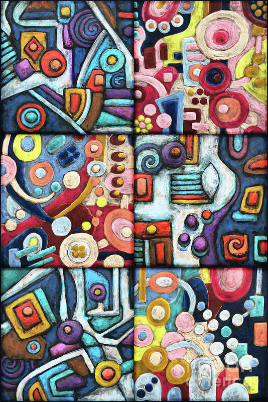 Abstract Art Print featuring the painting Geometric Abstract Patchwork by Amy E Fraser