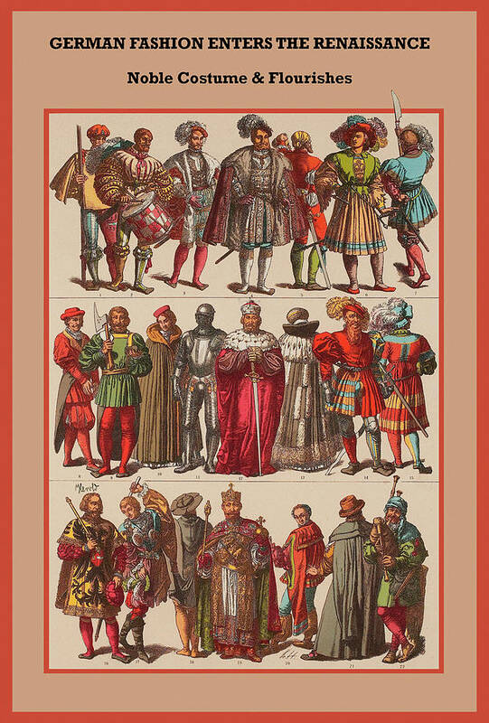 Germany Art Print featuring the painting German Fashion -Renaissance noble costume by Friedrich Hottenroth