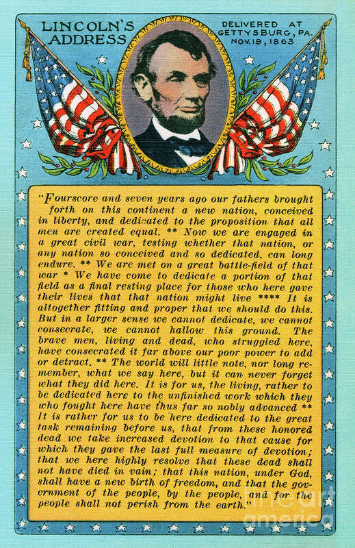Lincoln Art Print featuring the photograph Gettysburg Address by Abraham Lincoln by Mark Miller