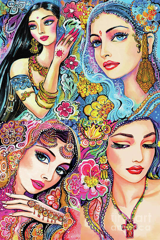 Bollywood Dancer Art Print featuring the painting Glamorous India by Eva Campbell