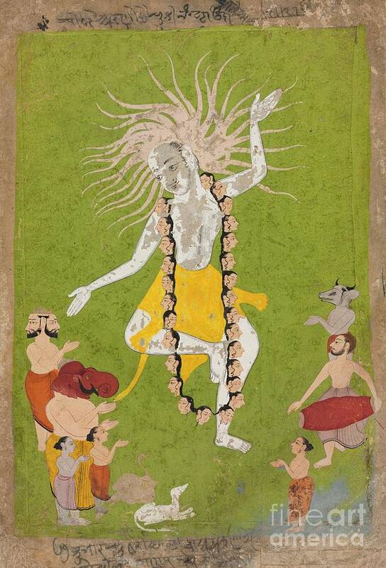 Rajasthan Art Print featuring the drawing God Shiva In His Ferocious Aspect by Heritage Images