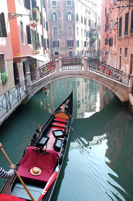 People Art Print featuring the photograph Gondola On Small Canal In Venice by Sbossert