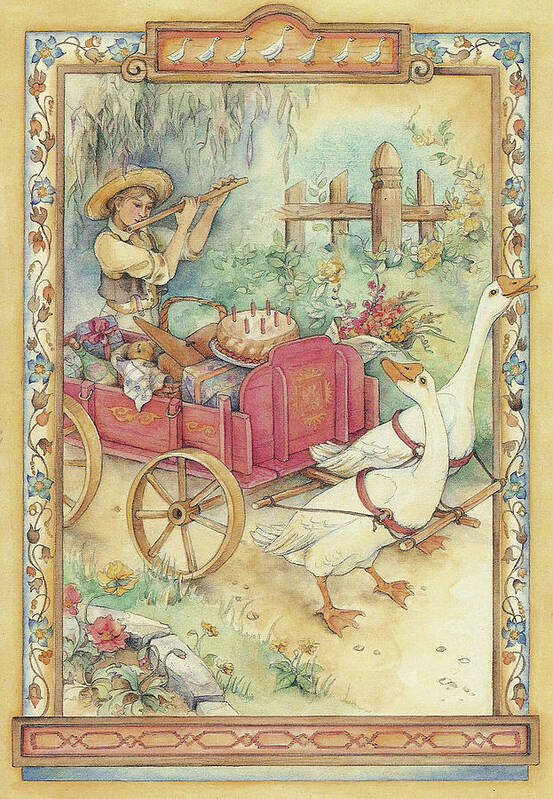 Goose Cart Art Print featuring the painting Goose Cart by Kim Jacobs