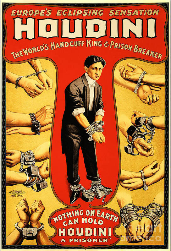 Painted Image Art Print featuring the drawing Harry Houdini by Heritage Images