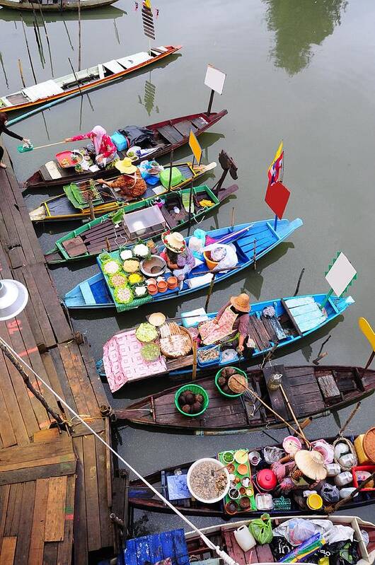 Standing Water Art Print featuring the photograph Hatyai Floating Market by Evo55