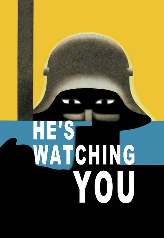 Espionage Art Print featuring the painting He's Watching You by Glenn Grohe
