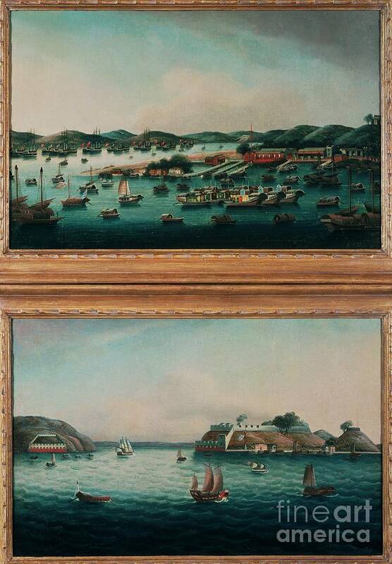 China Art Print featuring the painting Hong Kong Harbour And Tiger's Mouth by Cantonese School