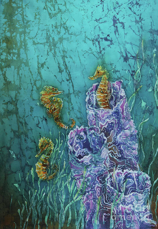 Seahorses Art Print featuring the tapestry - textile Horsin Around by Sue Duda